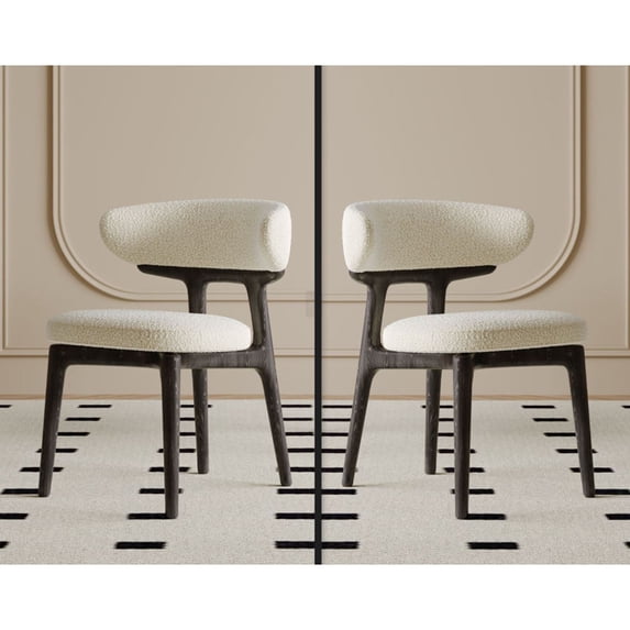 Clotilde Teddy Fabric Chair 2-Piece Set