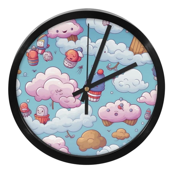 Cloud 9.8 Inch Silent Non-Ticking Round Digital Wall Clock, Battery Operated, Easy-to-Read Clock for Bedroom Living Room Kitchen Bathroom Decoration