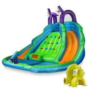 Cloud 9 Climbing Wall Bounce House with Water Slide, Splash Pool & Blower