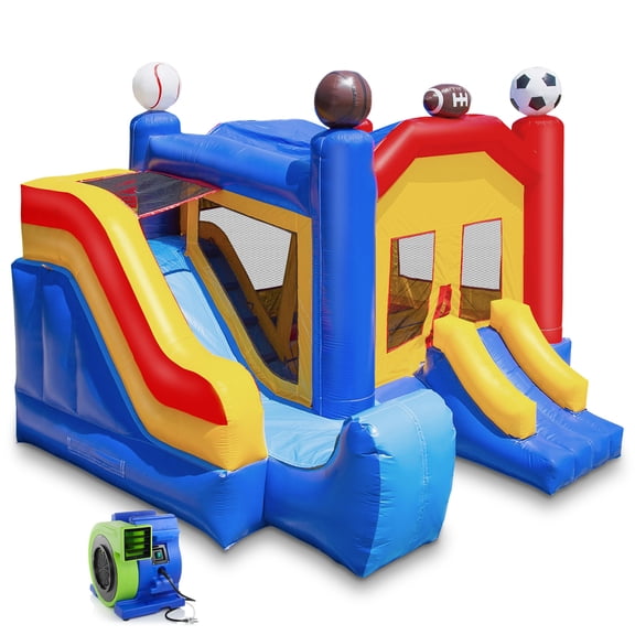 Cloud 9 Commercial Grade Sports Bounce House with Slide and Blower - 100% PVC 18' x 17' Inflatable Bouncer