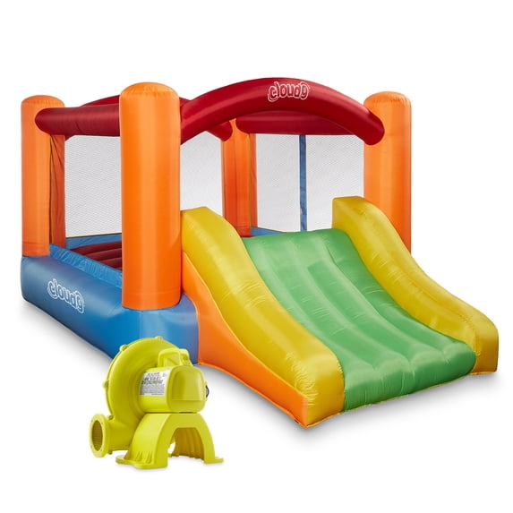 CLOUD 9 Inflatable Bounce House with Blower, 12 ft x 8 ft x 6 ft, multicolor nylon