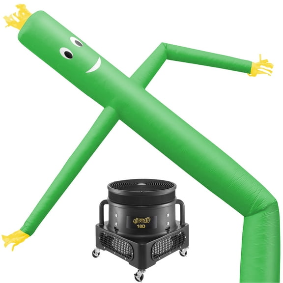 Cloud 9 Inflatable Wacky Waving Tube Man with Blower, Green 20 ft Dancing Air Puppet with Flailing Arms