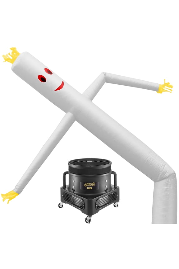 Inflatable Wacky Waving Tube Man with Blower, White 20 ft Dancing Air Puppet with Flailing Arms