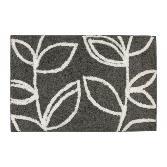 Cloud 9 Leaves Bath Rug | Microfiber Non-Skid Mat with Tufted Leaf Design – 18” x 27”