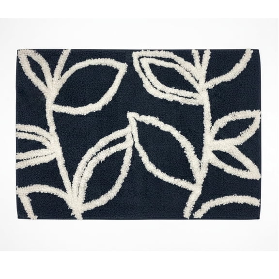 Cloud 9 Leaves Bath Rug | Microfiber Non-Skid Mat with Tufted Leaf Design – 18” x 27”