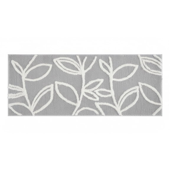 Cloud 9 Leaves Bath Runner | Long Microfiber Non-Skid Mat with Tufted Design - 18" x 45"