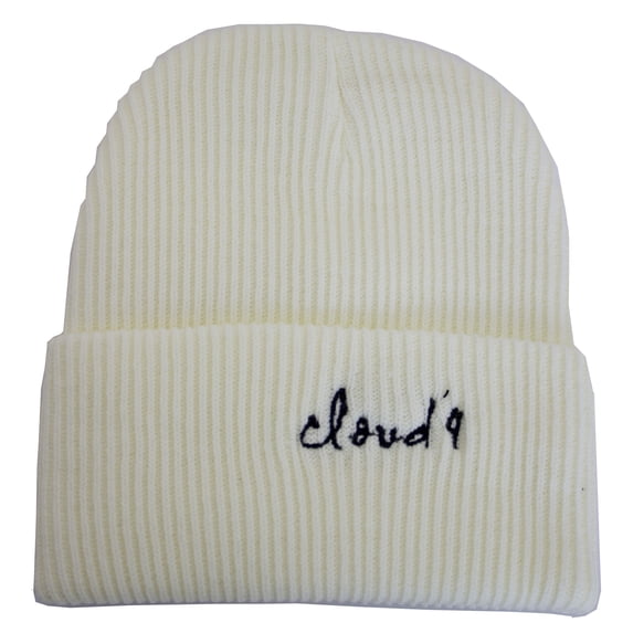 Cloud 9-Mens Women Unisex Winter Beanie Hat Solid Color Warm Knit Ski Skull Cap Soft Stretchy Cuffed Thicker Plain Beanies in White