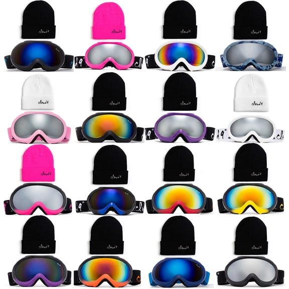 Cloud 9 - Professional Kids Boys and Girls Snow Goggles "Shifty"Anti-Fog Dual Lens UV400 Protection Triple Layered Foam Snowboarding Ski Goggles with Matching Color Beanie