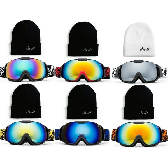 Cloud 9 - Professional Kids Boys and Girls Snow Goggles "Vulture" Anti-Fog Dual Lens UV400 Protection with Matching Color Beanie