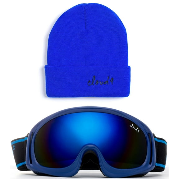Cloud 9 - Professional Kids Snow Goggles Anti-Fog Dual PC Lens UV400 Snowboarding Ski Goggles for Girl & Boy with Matching Color Beanie