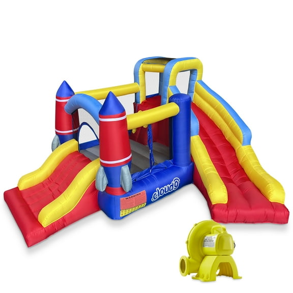 Cloud 9 Rocket Bounce House with Blower & Two Slides - Inflatable Bouncer for Kids