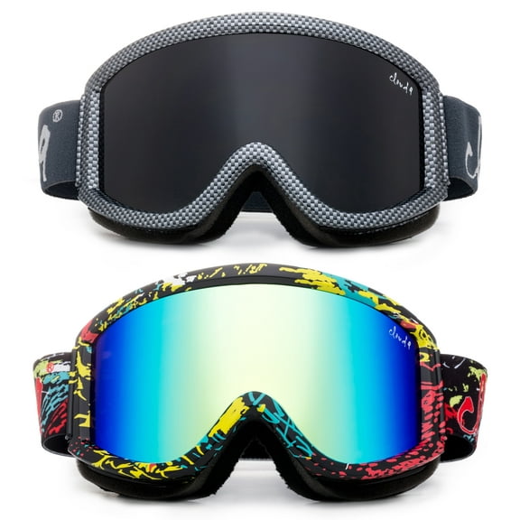 Cloud 9 - Snow Goggles Adult Anti-Fog Double Lens UV Protection Wide Angle Frameless Mirror Snowboarding Ski (1 Pair only, choose your color)