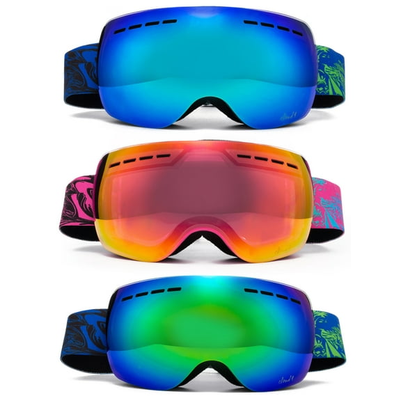 Cloud 9 - Snow Goggles "Nuclear" Adult Anti-Fog Wide Angle Frameless UV400 Snowboarding Ski (1 Pair only, choose your color)