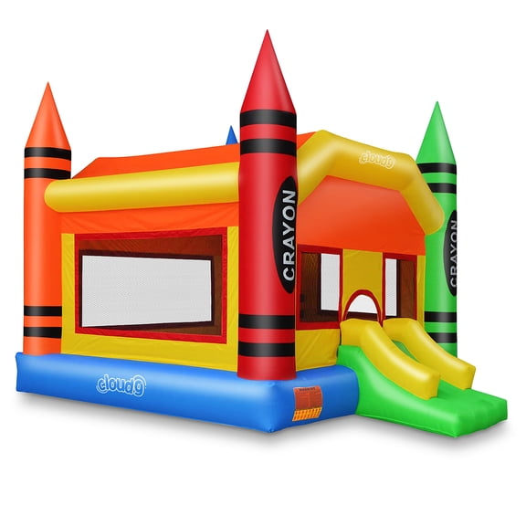 Cloud 9 The Crayon Bounce House - Large Inflatable Bouncing Jumper with Slide, without Blower