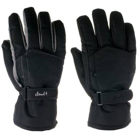 Cloud 9- Women Mens Ski Gloves Cold Weather Waterproof Breathable 3M Thinsulate Lined Winter Gloves Ski & Snowboarding Gloves Black &Grey