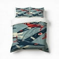 thumbnail image 1 of Cloud Airplane Pattern Bedding Set 3 Pcs Soft Microfiber Quilt Cover For Bedroom Decor, Comforter Cover With 2 Pillowcase, 1 of 5