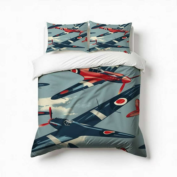 Cloud Airplane Pattern Bedding Set 3 Pcs Soft Microfiber Quilt Cover For Bedroom Decor, Comforter Cover With 2 Pillowcase