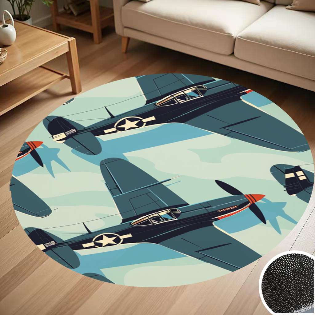 Airplan Rug Cloud Airplane Pattern Round Carpet Living Room Bedroom Home Decoration ...