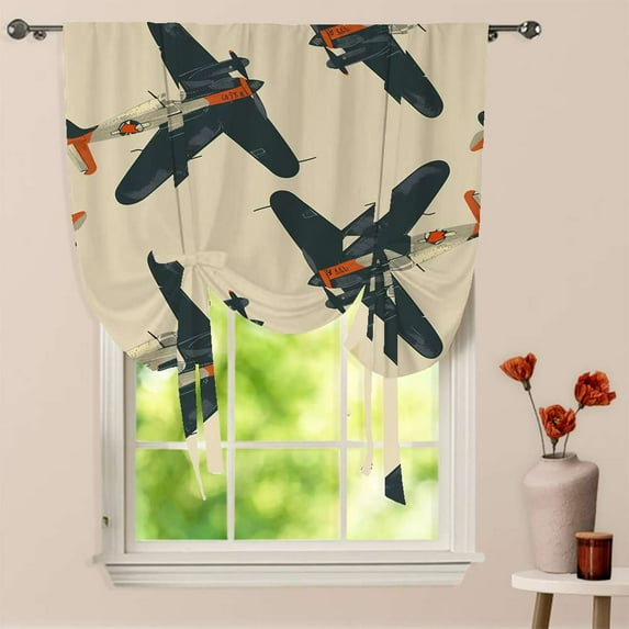 Cloud Airplane Pattern Window Curtain for Living Room Roman Curtain Kitchen Tie-up Curtains Adjustable Drapes