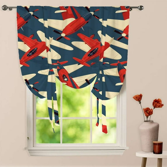 Cloud Airplane Pattern Window Curtain for Living Room Roman Curtain Kitchen Tie-up Curtains Adjustable Drapes