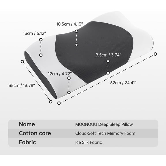 Cloud Align Pillow, Ergonomic Zero-Pressure Soft Memory Foam Pillow for Neck Pain Relief, Neutral Alignment for Side & Back Sleepers, Gently Provides Cervical Support, Washable Pillowcase