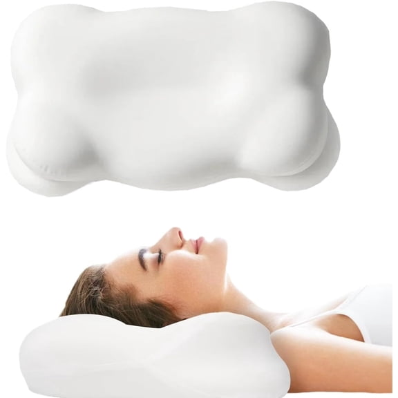 4D Cloud Pillow Mellow Sleep, Cloud Pillow – Ergonomic Memory Foam Pillow with Cervical Neck Support for Side, Back and Stomach Sleepers