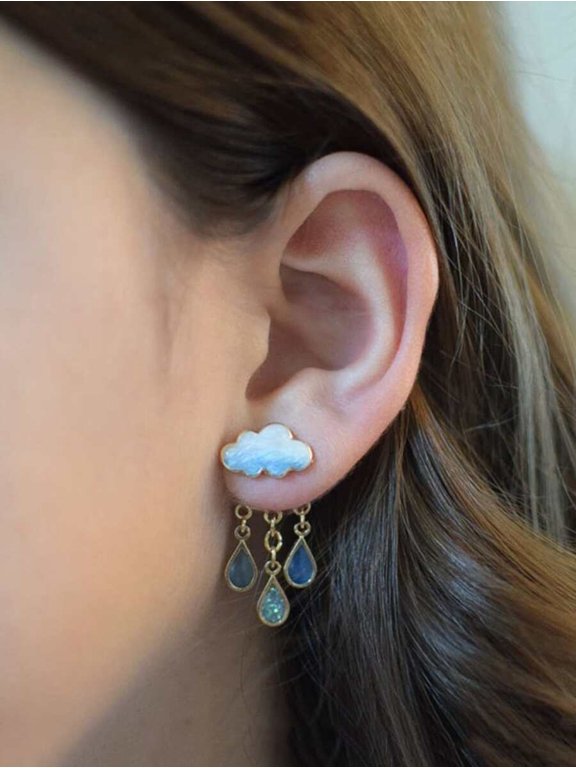 Cloud And Raindrop Dangle Earring Jacket Multicolor Fashion Jewelry