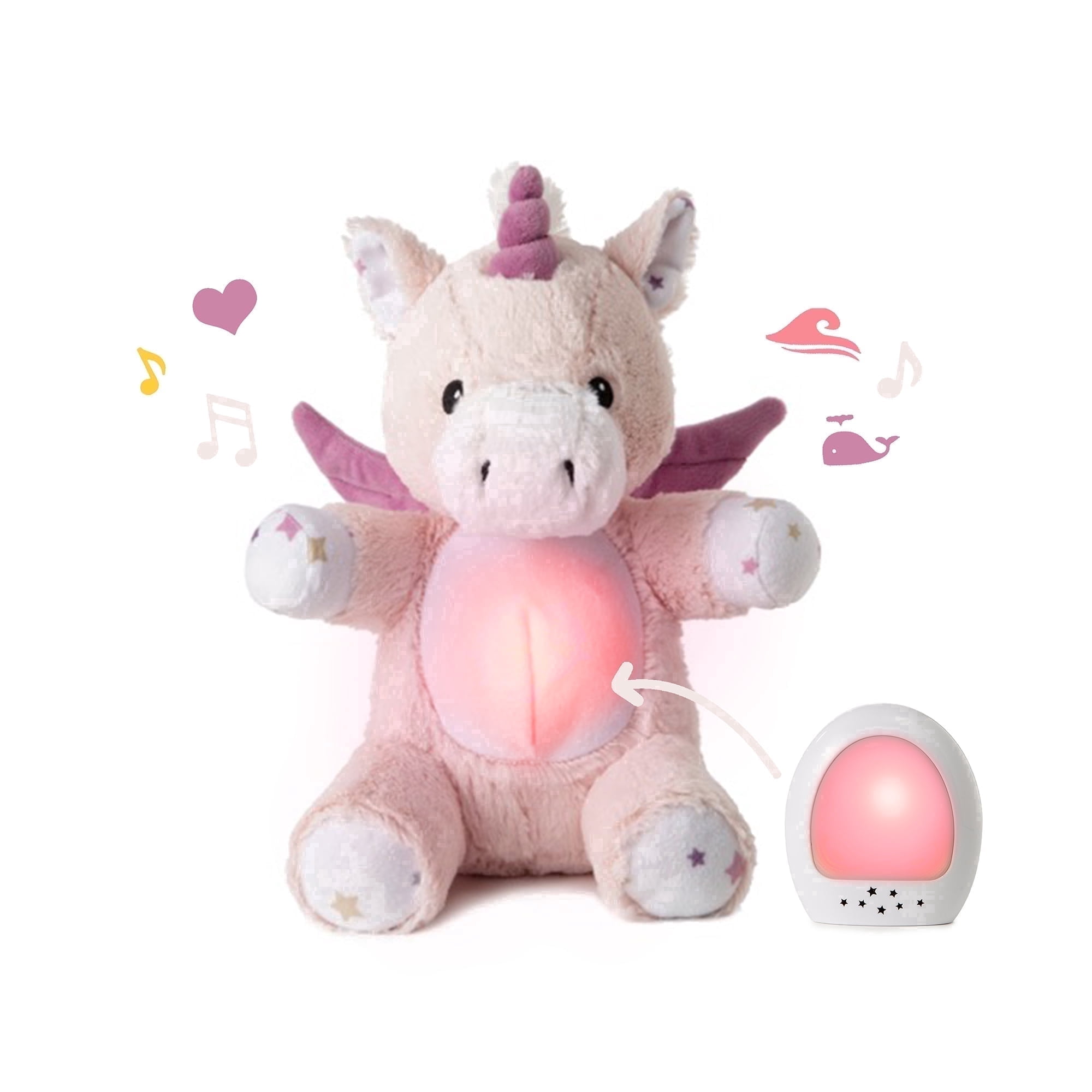 Cloud b Love Light Buddies Rechargeable Plush Nightlight Unicorn Sleep Soother for Toddler, Pink
