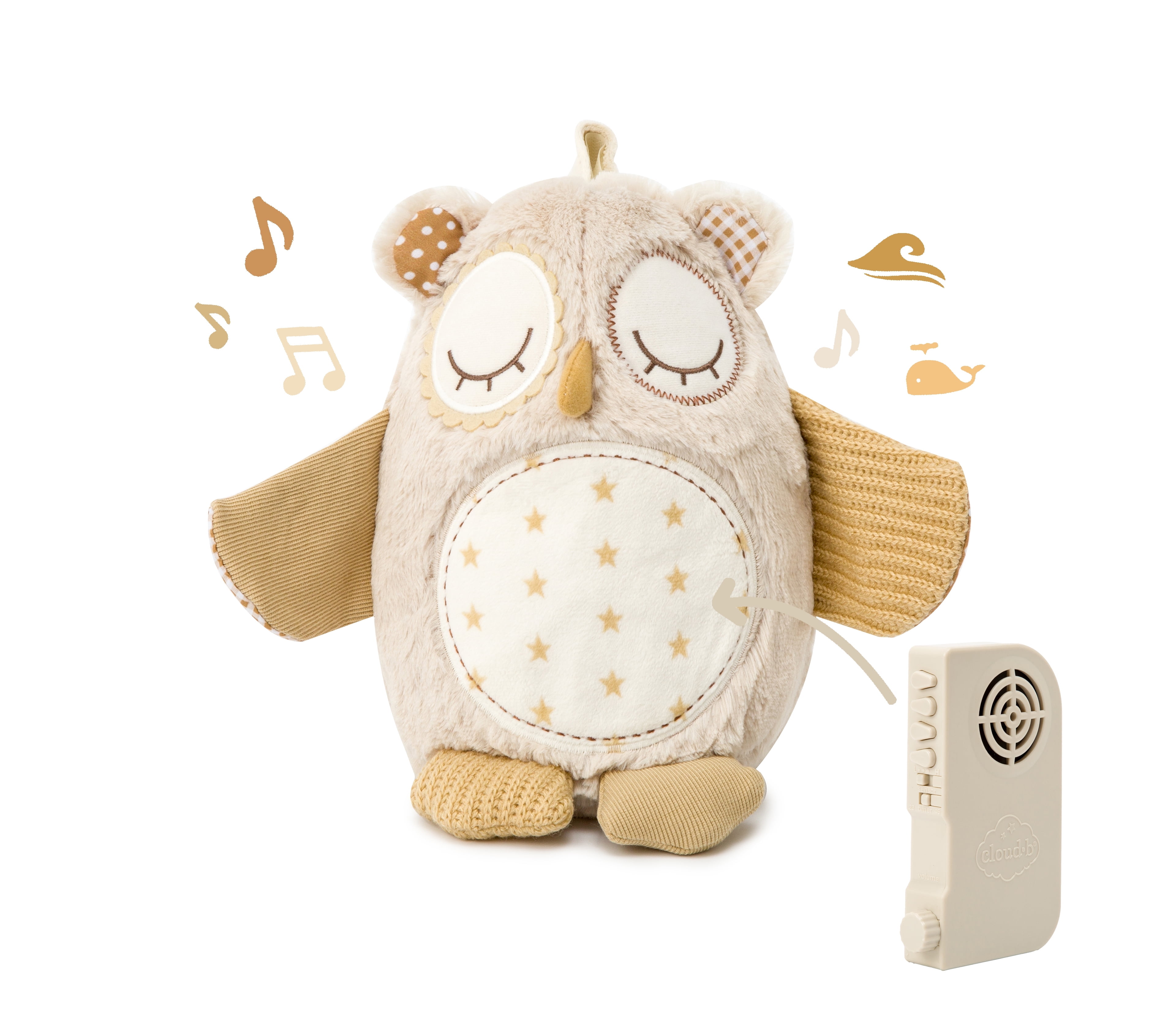Cloud B | Nighty Night Owl Smart Sensor | Plush Soother with Soothing Sounds for Bedroom Sleep