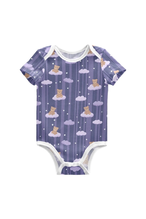 Cloud Bear Pattern Baby Bodysuits 100% Cotton Short Sleeve for 0-24 Months Baby Golf Outfit 24Months