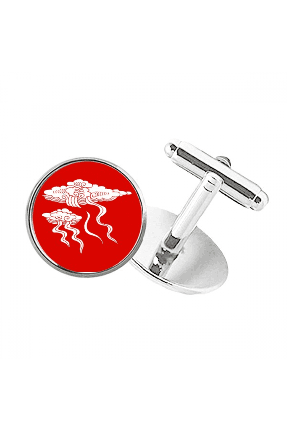Cloud Beautiful Innovation Prosperity Round Button Cuff Clip Stud Cufflinks