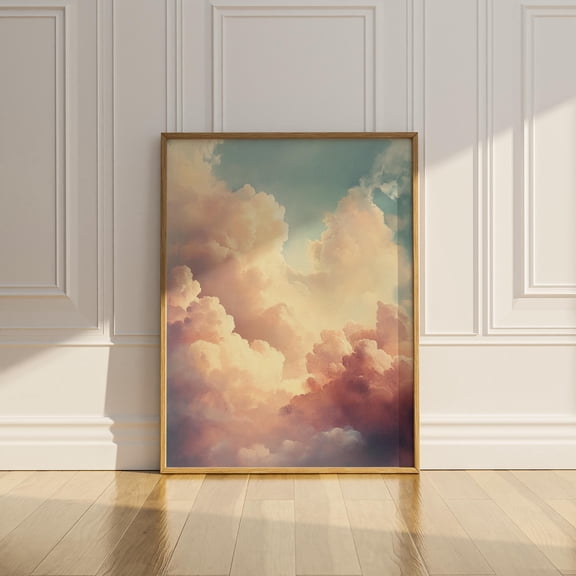 Cloud Bedroom Wall Art Dreamy Nursery Room Wall Decor Over Bed Calming Neutral Relaxing UNFRAMED Poster, Wall Art for Decor, Present, 12x18