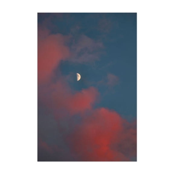 Cloud Bleeding Mars for Moon - Philadelphia Pennsylvania Photography Moon Night Sky Space Astronomy Scenic Pastel Unframed Wall Art Print 4 x 6 inches