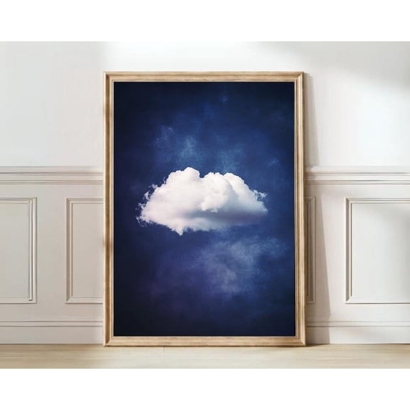 Cloud Blue Purple Minimalist Renaissance Nimbus Nursery Wall Art, Unframed Canvas Size 24x36