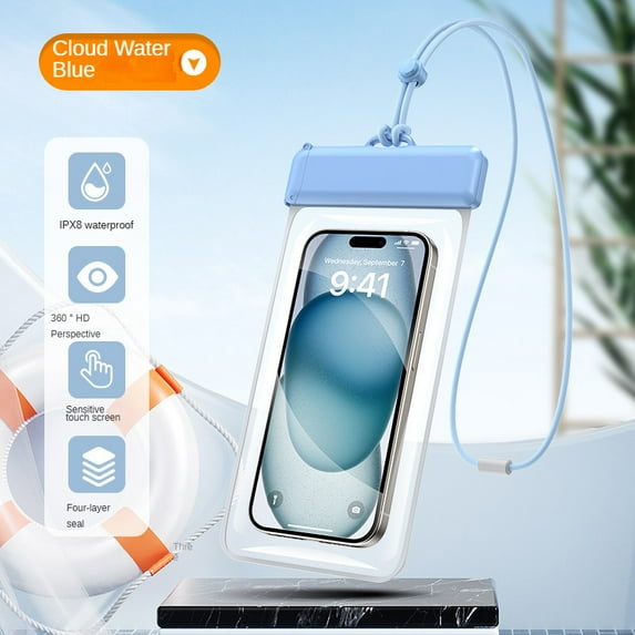 Cloud Blue Waterproof Pouch Touchscreen Swim Dive Rain Protection 1PCS
