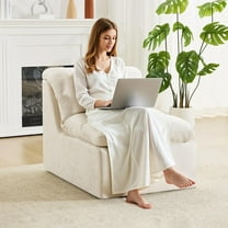 Cloud Boneless Chair, Armless Floor Sofa, Comfy Accent Chair, Togo Sofa with Memory Foam, Chenille Lazy Bean Bag Chairs for Living Room, Bedroom, Fireside, No Assembly (Beige)