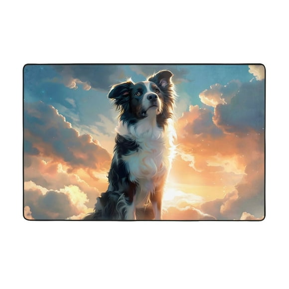 Cloud Border Collie Shaggy Area Rug, Rugs for Living Room Bedroom Non Slip Door Mat Indoor Carpet Machine Washable Nursery Home Decor Floor Mats for Entryway 60x39in-#
