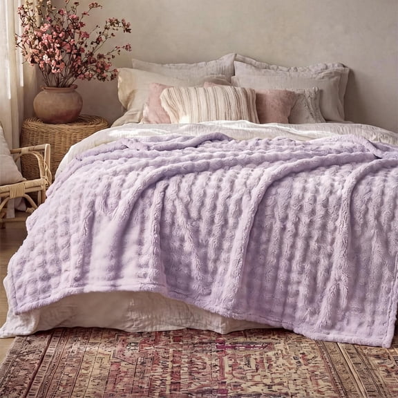 Cloud Bubble King Throw Blanket Light Purple 108" 90"