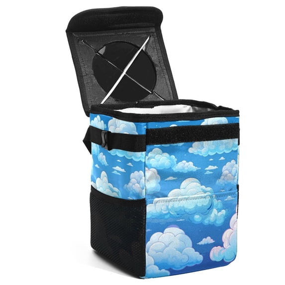 Cloud Car Garbage Can - Foldable, with Lid, Leak-proof, Hanging Storage Bag - Trash Can for Car, Car Trash Bin
