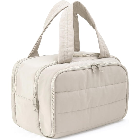 Cloud Carry Bag,Travel Toiletry Bag for Women, Large Puffy Cosmetic Bag with Wet-Dry Separation and Multiple Pockets for Organized Essentials