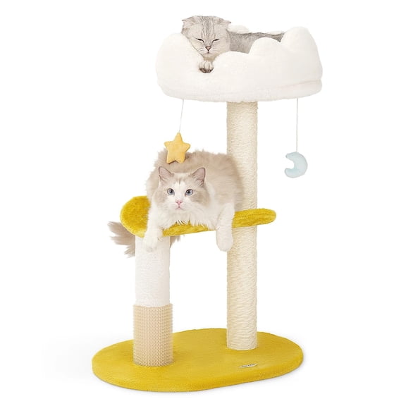 Cloud Cat Tree 31.5in Multi-level Indoor Tower With Posts Viewing Perch Removable & Washable Cushions Activity Dangling
