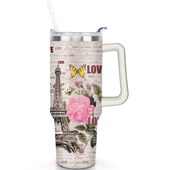 Cloud Chaser Gift for Travel Style - 40oz Travel Coffee Cup With Handle, Double Insulated Spill Proof Lid & Straw