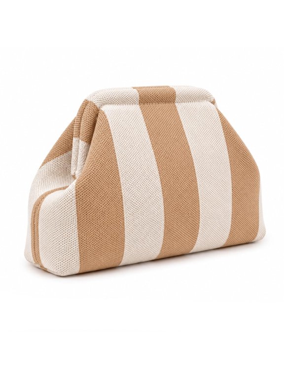 Cloud Clutch Makeup Bag Wide Open Large Capacity Knit Snap Shut Pouch for Women
