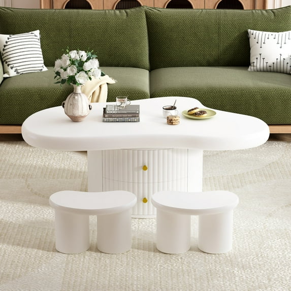 Cloud Coffee Table, Living Room Center Table with Stools, Low Coffee Tables Sofa Side End Tables for Bedroom Living Room Office