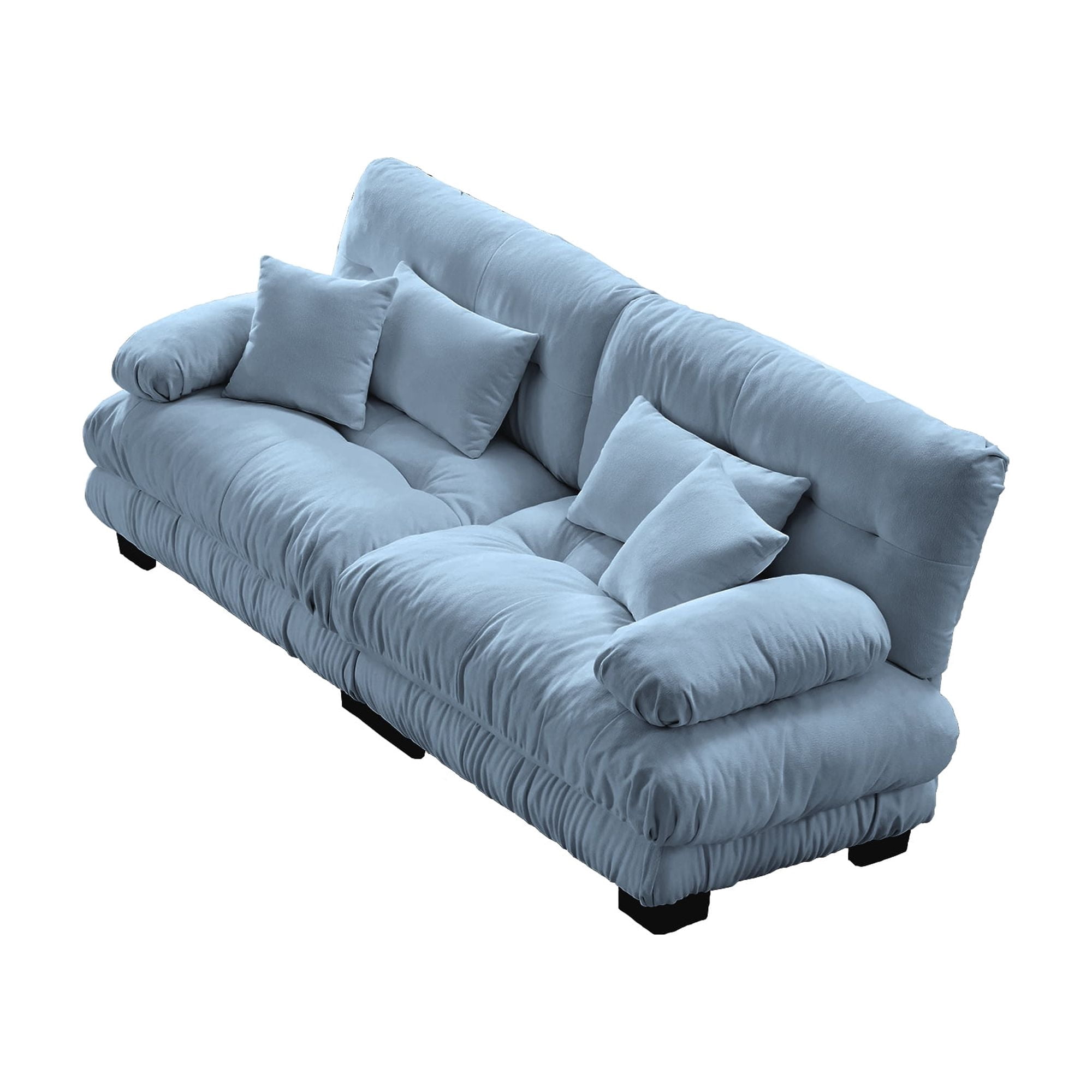 Cloud Couch 2 Seater Sofa for Living Room, Chenille 2, Seat Sofa With 2 Lumbar Pillows and 2 Throw Pillows, Chenille Blue