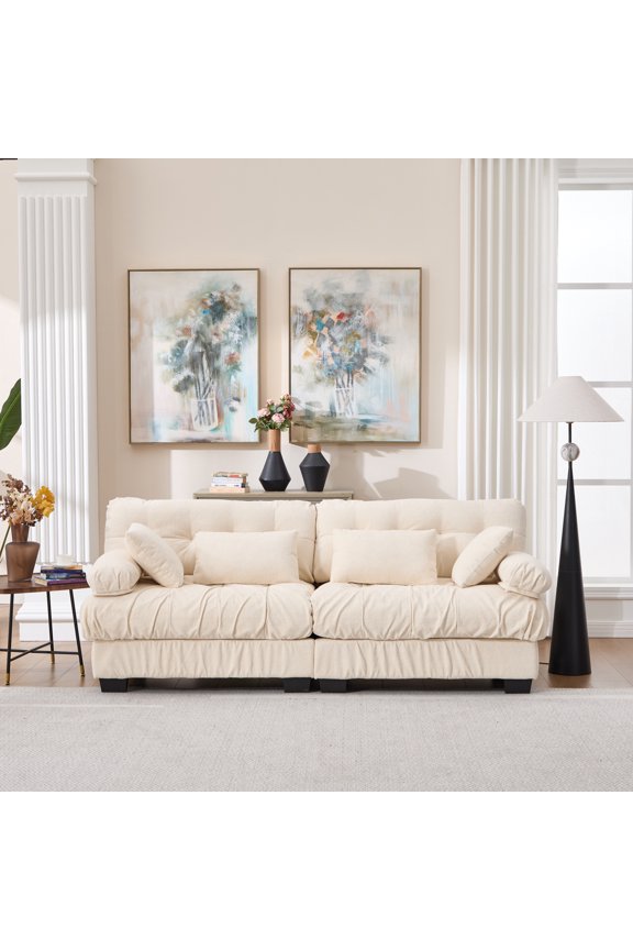 Cloud Couch Modular Sectional Sofa, Modern Loveseat Sectional Couches for Living Room,Deep Seat Modular Couch with Armrests Pillows,Comfy advanced flannelette Sofa for Bedroom(4pillow) No.3142