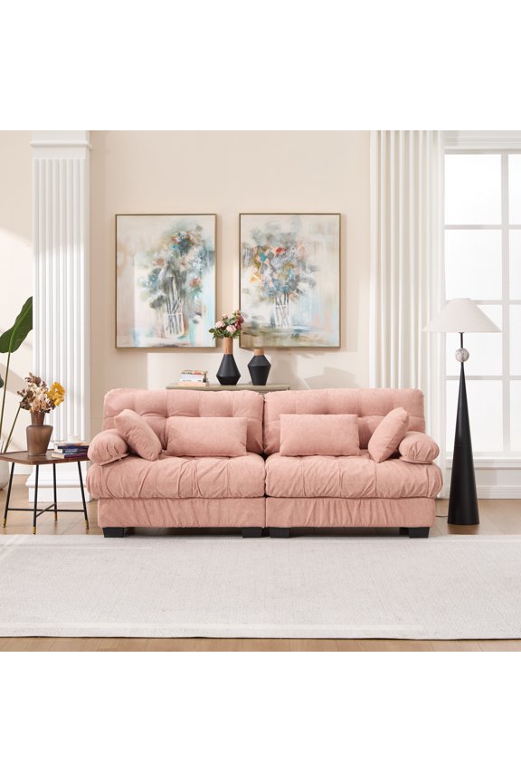 Cloud Couch Modular Sectional Sofa, Modern Loveseat Sectional Couches for Living Room,Deep Seat Modular Couch with Armrests Pillows,Comfy advanced flannelette Sofa for Bedroom(4pillow) No.1508