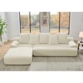 thumbnail image 1 of Cloud Couch Sectional, 110" L-Shaped Modular Sofa for Living Room, Boneless Upholstered Couch with Free Combination, Melange Velvet, Beige - Easy Assembly, 1 of 10