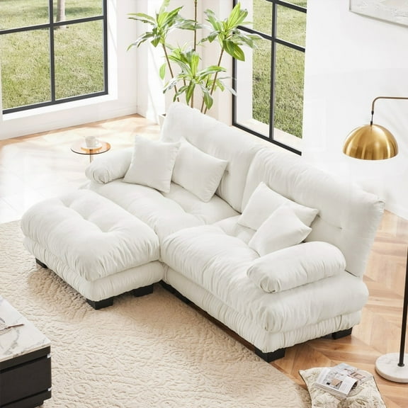 Cloud Couch Sectional Sofa in Living Room - Chenille 2 Seater + Pillows Included