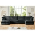 thumbnail image 1 of Cloud Couch Sectional U-Shape 4 Seater Sofa, Corduroy Living Room Couch with Wide Deep Seats & French Edges, Modular Sofa with Big Pillows, Slipcovered Gray, 1 of 13